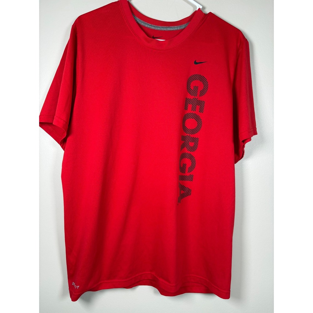 Nike Mens Georgia Bulldogs Dri-FIT Graphic T-Shirt Red Short Sleeve Large UGA‎
